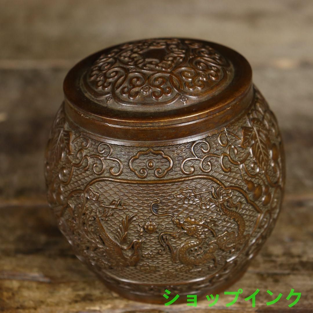 銅 細工 瓢簞龍鳳図茶壺 茶道具 香道具 装飾品 工芸品 置物 【公式通販】