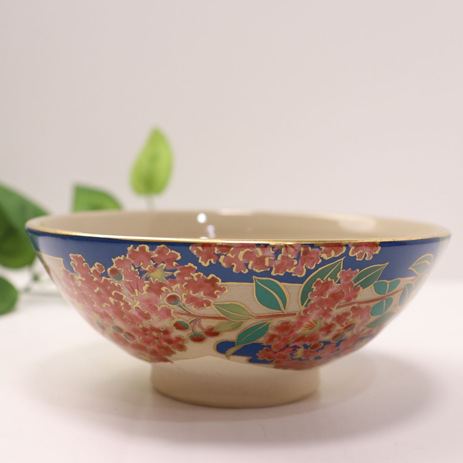 131桑野むつ子 御所の花十二ヶ月 7月牡丹の花抹茶椀・和陶皿 しおり付