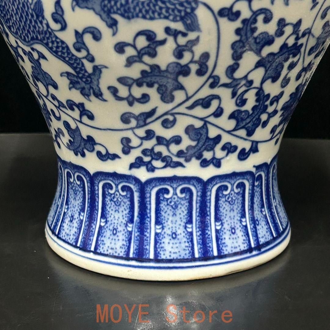 明青花五彩龍紋缶 景徳鎮 陶磁器 装飾品 現代工芸品 美術