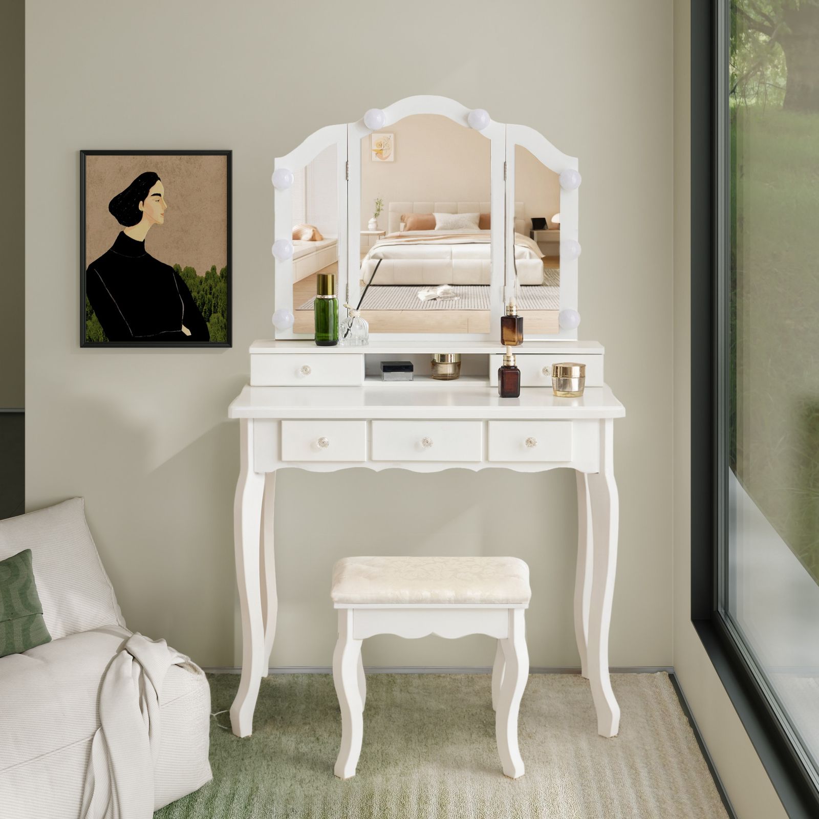 送料込み美品】ACTUS ドレッサー 三面鏡 アクタス トップ 送料込み美品