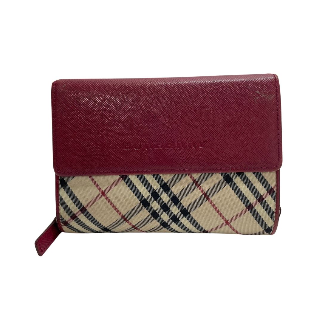 新品未使用品 BURBERRY LONDON 折り財布 ノバチェック レッド 【公式通販】