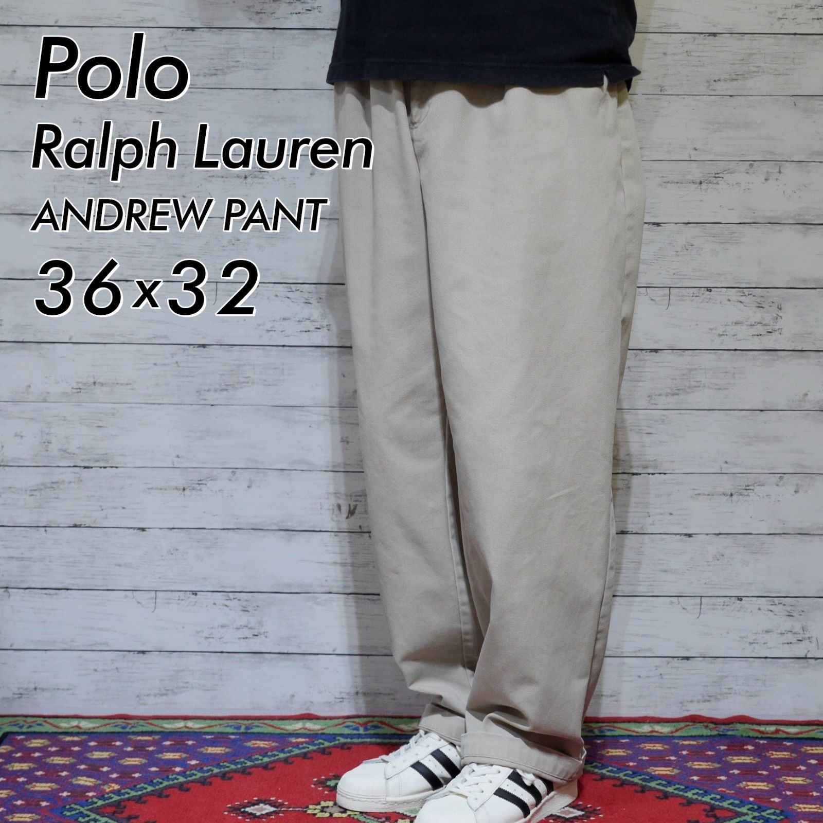 PoloRalphLaurenANDREW90sポロチノ2タックベージュW32 Polo Ralph