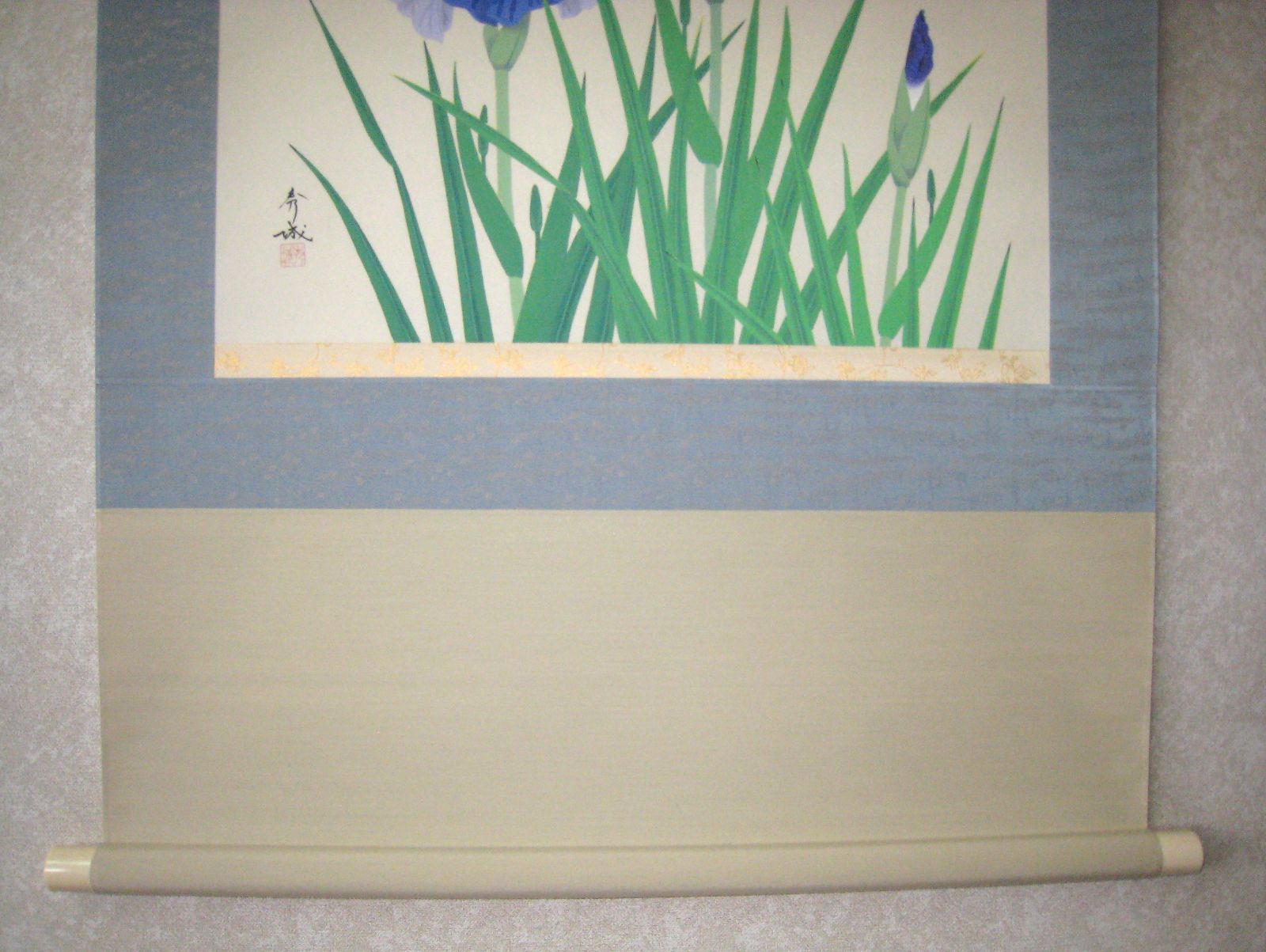 真筆】 掛け軸 掛軸 菖蒲（しょうぶ）◇井上秀城 共箱・タトウ箱付