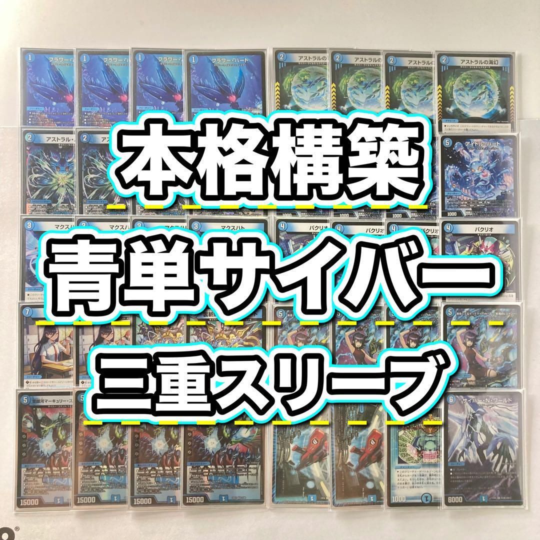 青単サイバーデッキとデッキパーツ、三重スリーブ 青単サイバーデッキ