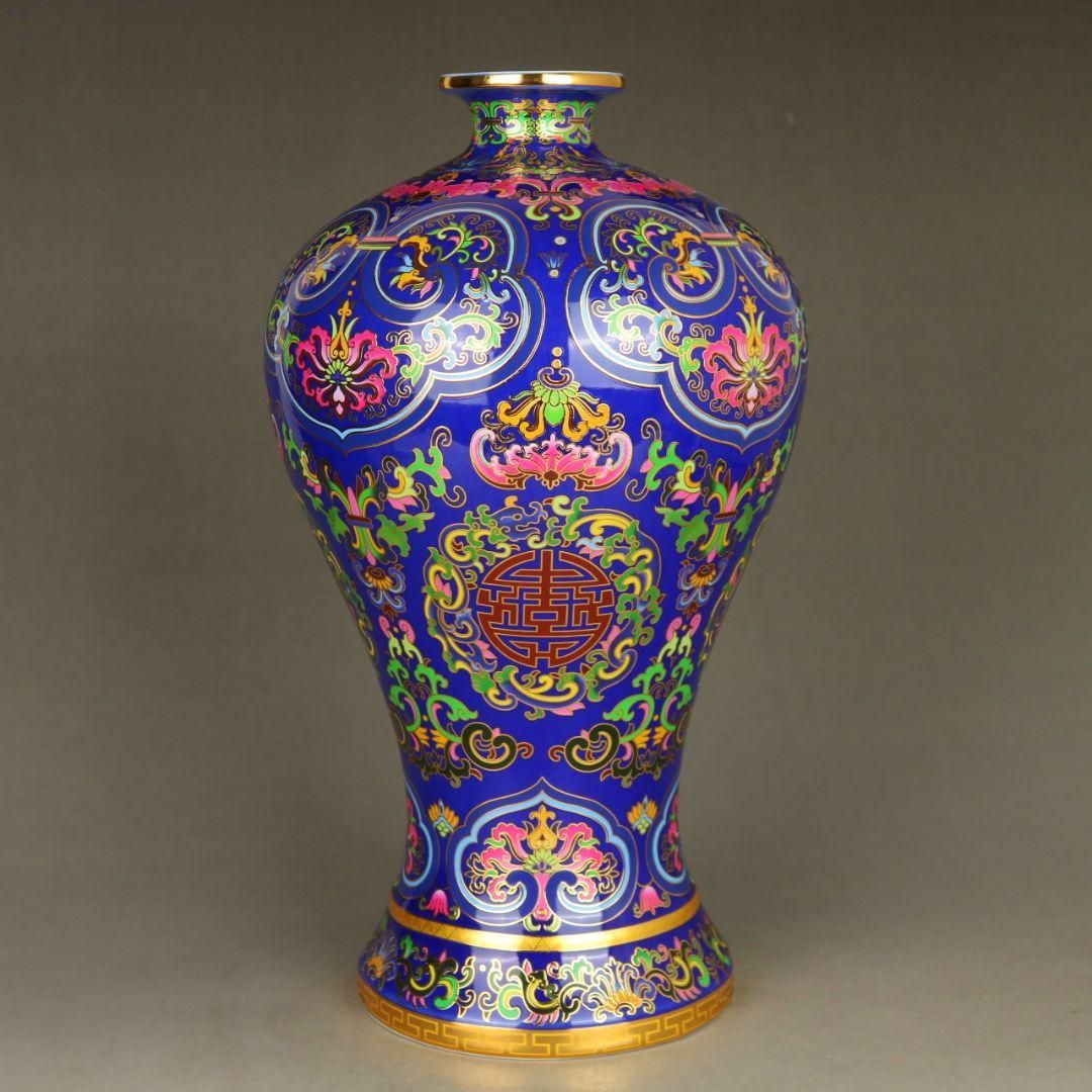 パステル九桃将軍缶 貯蔵物缶 景徳鎮 陶磁器装飾品 現代工芸品 美術品