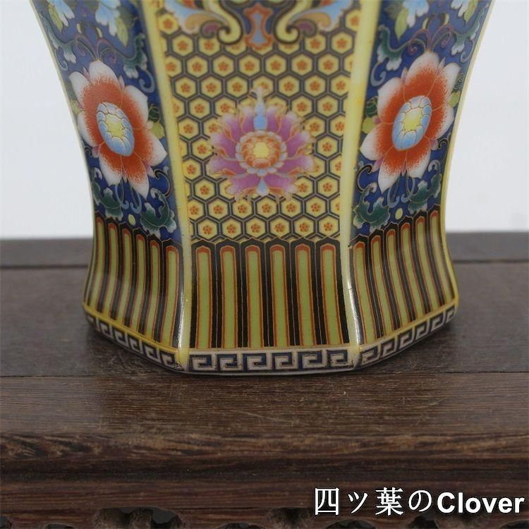 琺瑯彩花鳥八方梅瓶 景徳鎮 陶磁器 装飾品 現代工芸品 美術品