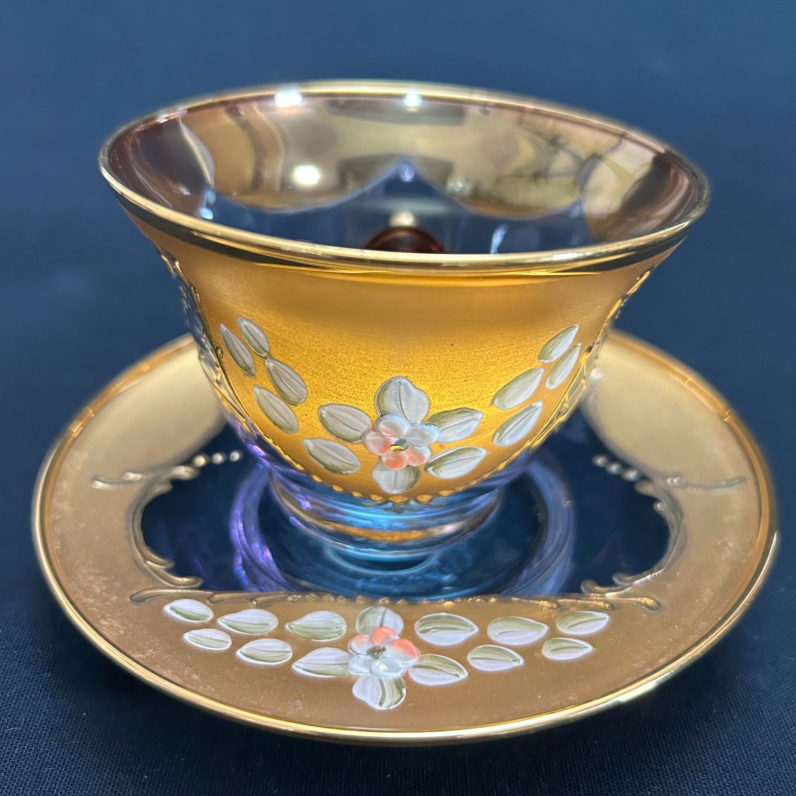 MURANO ムラノ 金彩 スワン モチーフ クリア グラス MURANO ムラノ