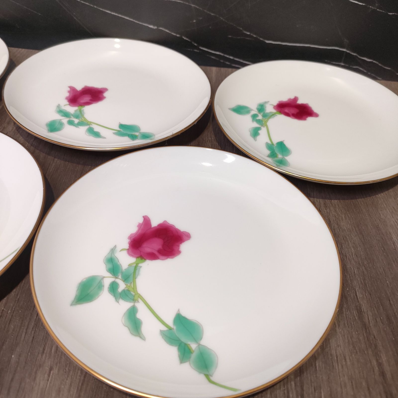 香蘭社☆ブライトローズ中皿5枚 香蘭社ブライトローズ中皿揃5枚