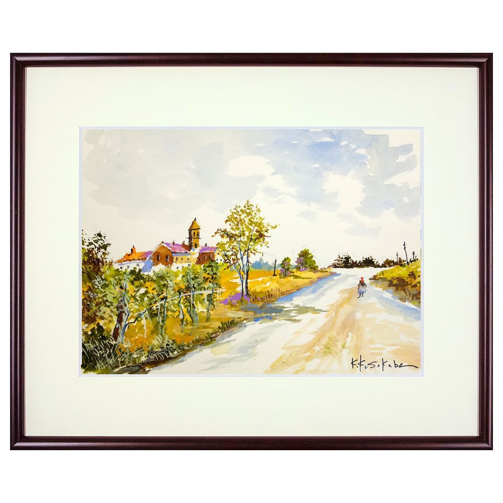 貴重品」沢野ひとし ほっこりした海辺の風景水彩画（原画） 【公式通販】