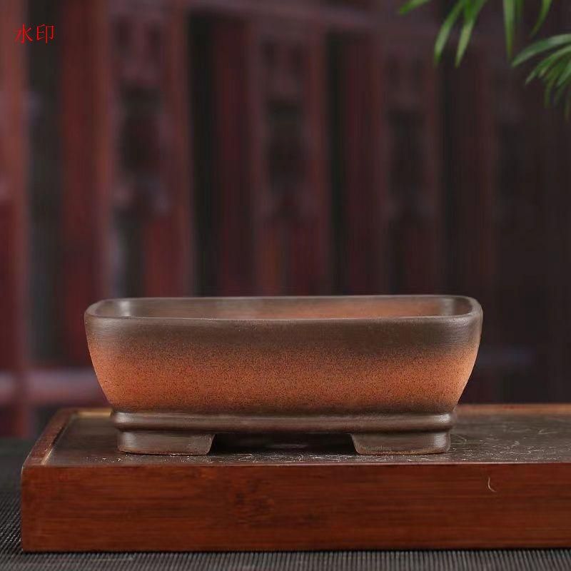 紫砂鉢 正四方高筒 盆栽鉢 植木鉢 小品盆栽鉢 大品盆栽鉢 長い楕円鉢