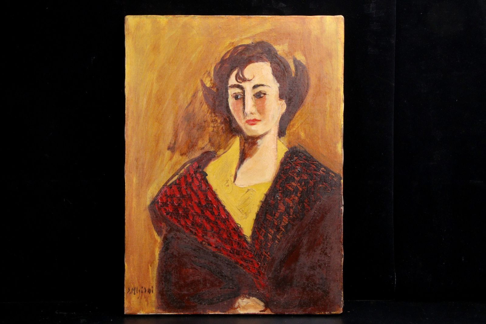 さ*き様 人物画 油絵 鶴田一郎 美人画 F6 額付き 手描き 肉筆 値下げ