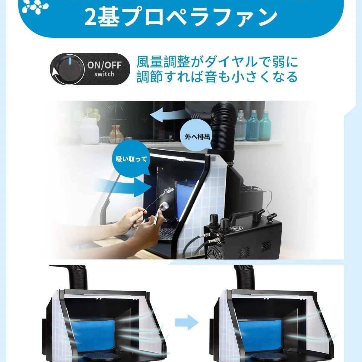 Anesty 塗装ブース HS-E550 LEDライト付き 排気ホース付き 最も安い