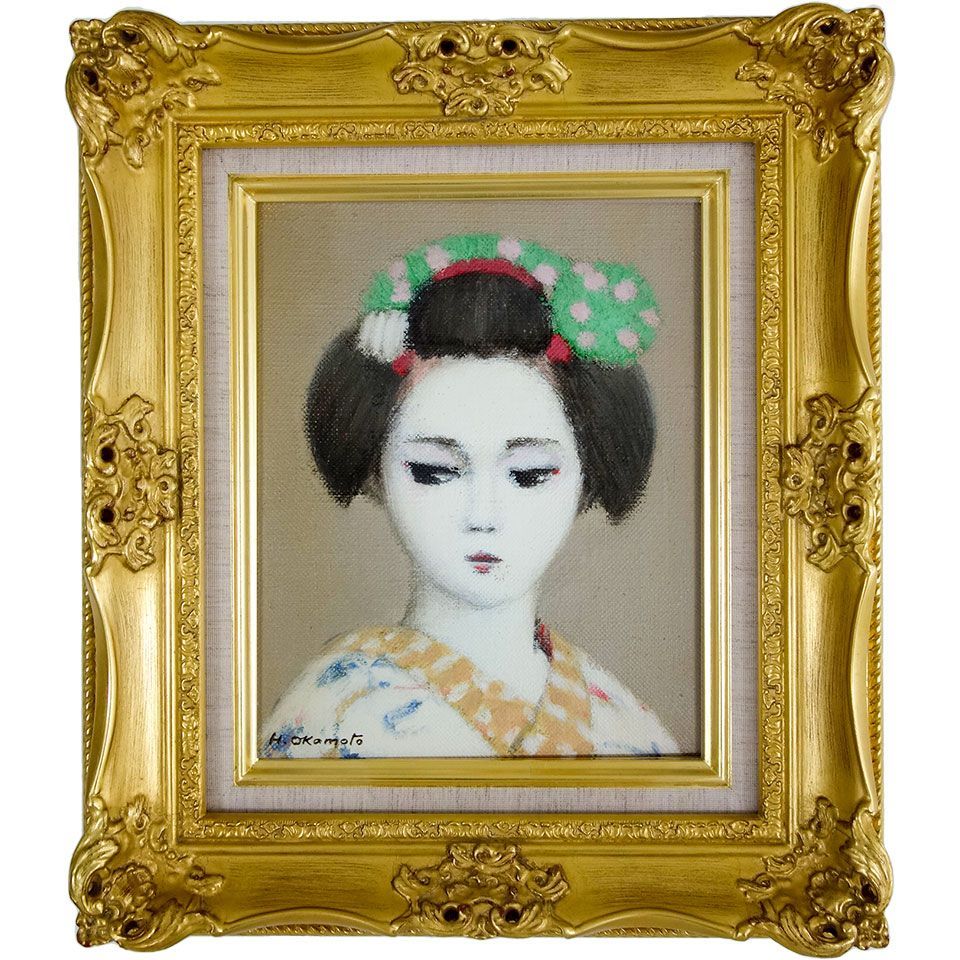 絵画 油絵 肉筆油絵 竹内敏彦 人物画 舞妓さん F12竹内敏彦 絵画 油絵