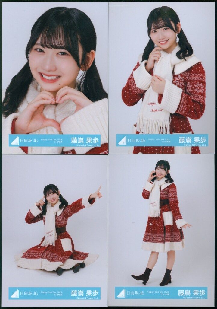 日向坂46 サンタ衣装 直筆 サイン 生写真 藤嶌果歩 座り 日向坂46