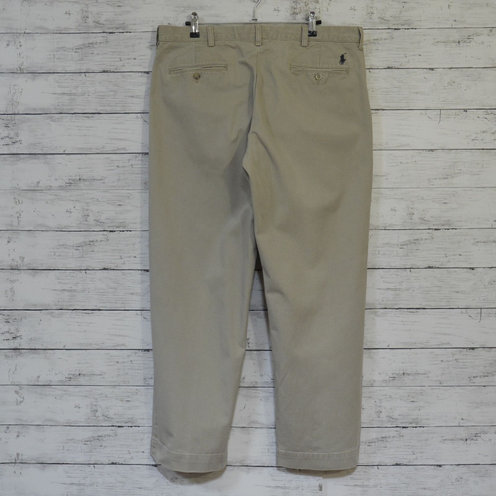 ポロラルフローレンノータックチノパンツP376刺繍ロゴ黒ワイドw54