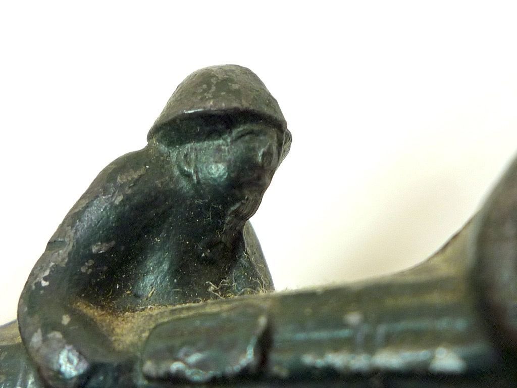 戦前 激レア グリコ 肉弾三勇士之像 銅像型 文鎮 置物 当時物 軍隊