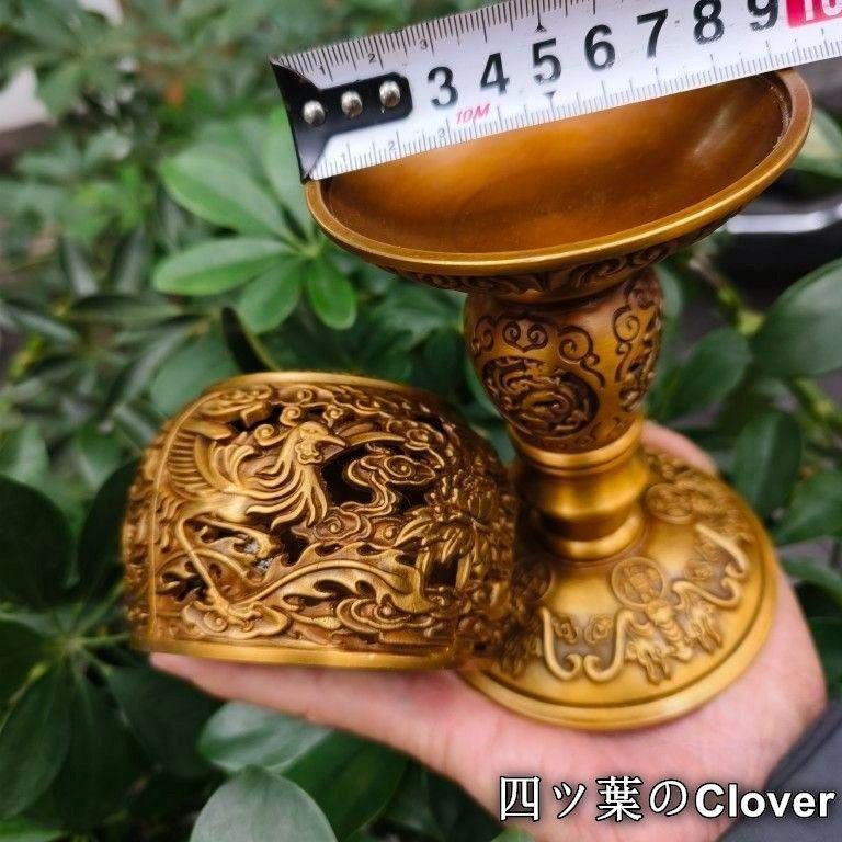 銅製 透かし彫り双鳳香炉 灯籠薫香炉 香道具 装飾品 工芸品 置物