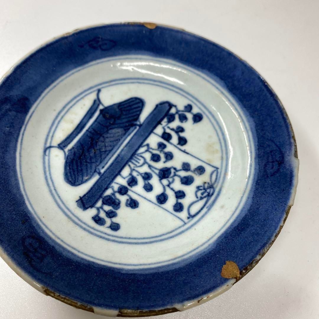 中国清朝時代 新渡青花皿6枚 木箱付 直径11.3㎝ 東