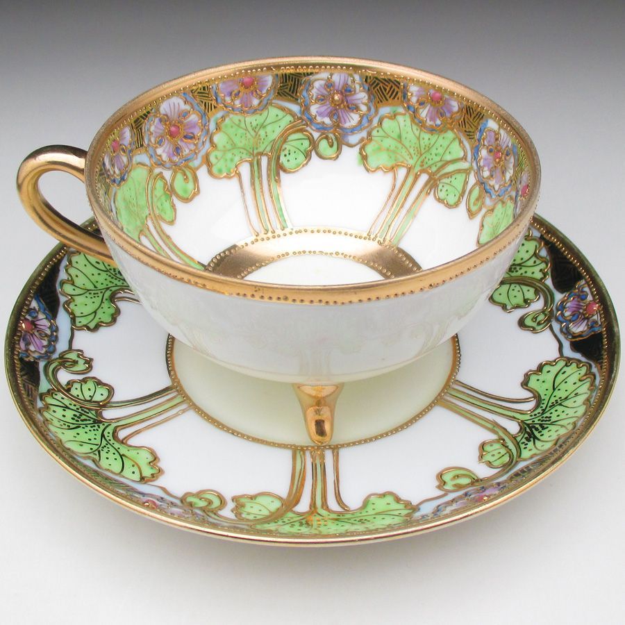 希少】オールドノリタケ アールヌーボー 薔薇紋花瓶 モールド 金彩