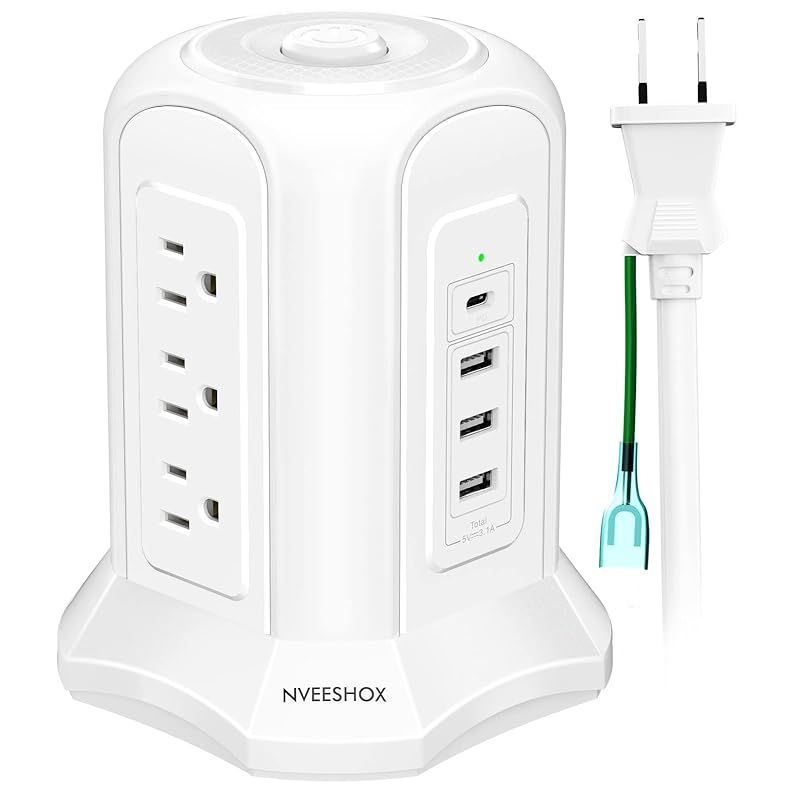 6USB 8コンセント 急速充電 雷ガード 過負荷保護 電源タップ タワー式