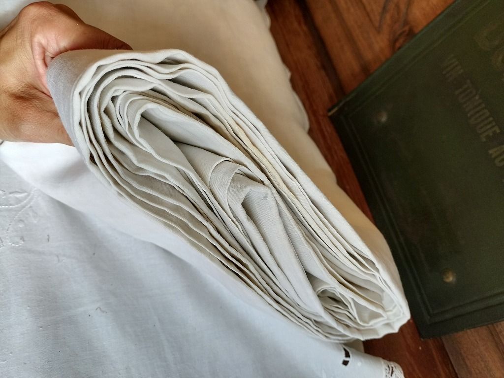 フランス アンティーク リネン イニシャル つき アウトレット シーツ