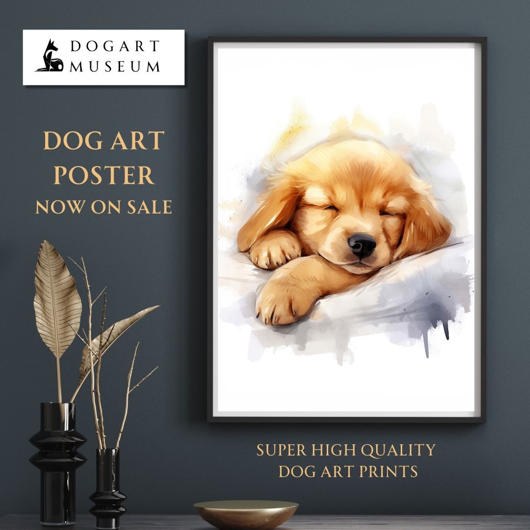 夢心地 - ゴールデンレトリバー犬の子犬 No.3】ジークレー版画＊名入れ