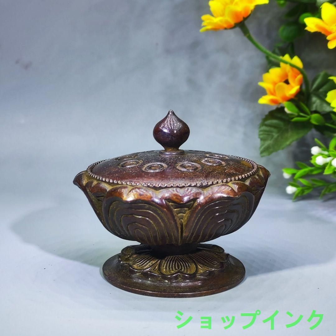 銅 細工 蓮華香炉 ショップ 茶道具 香道具 装飾品 工芸品 美術品 置物