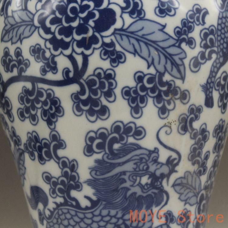 青花釉下彩麒麟花将軍缶 景徳鎮 陶磁器 装飾品 現代工芸品 美術品 置物