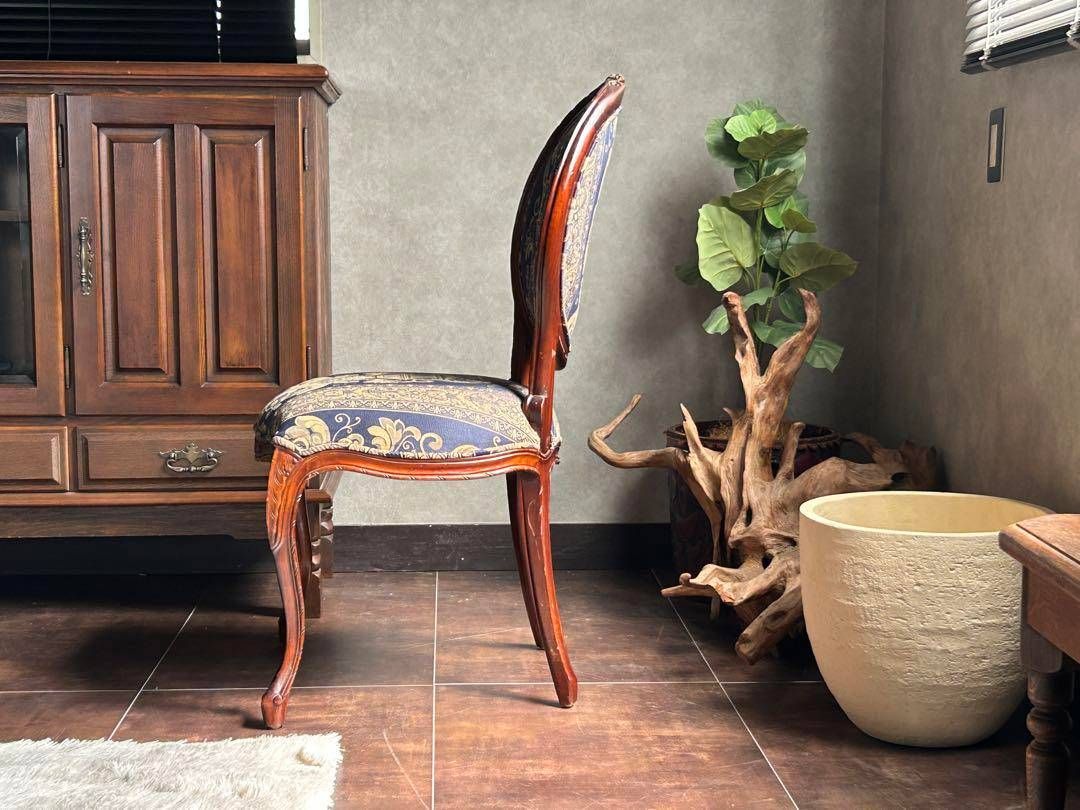 クラシック ロココ 猫脚 木彫 ストライプ アンティーク ヴィンテージ