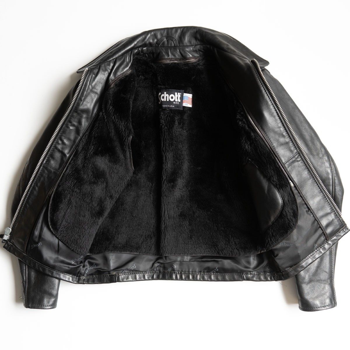 美品】SCHOTT【642/シングルライダースジャケット】40 襟 レザー