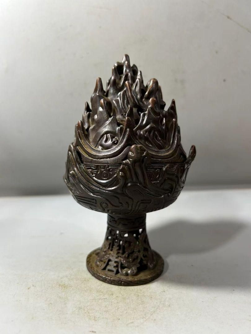 銅製 提梁暖手炉 八宝手炉 香炉 香道具 店舗 室内 装飾品 工芸品 置物