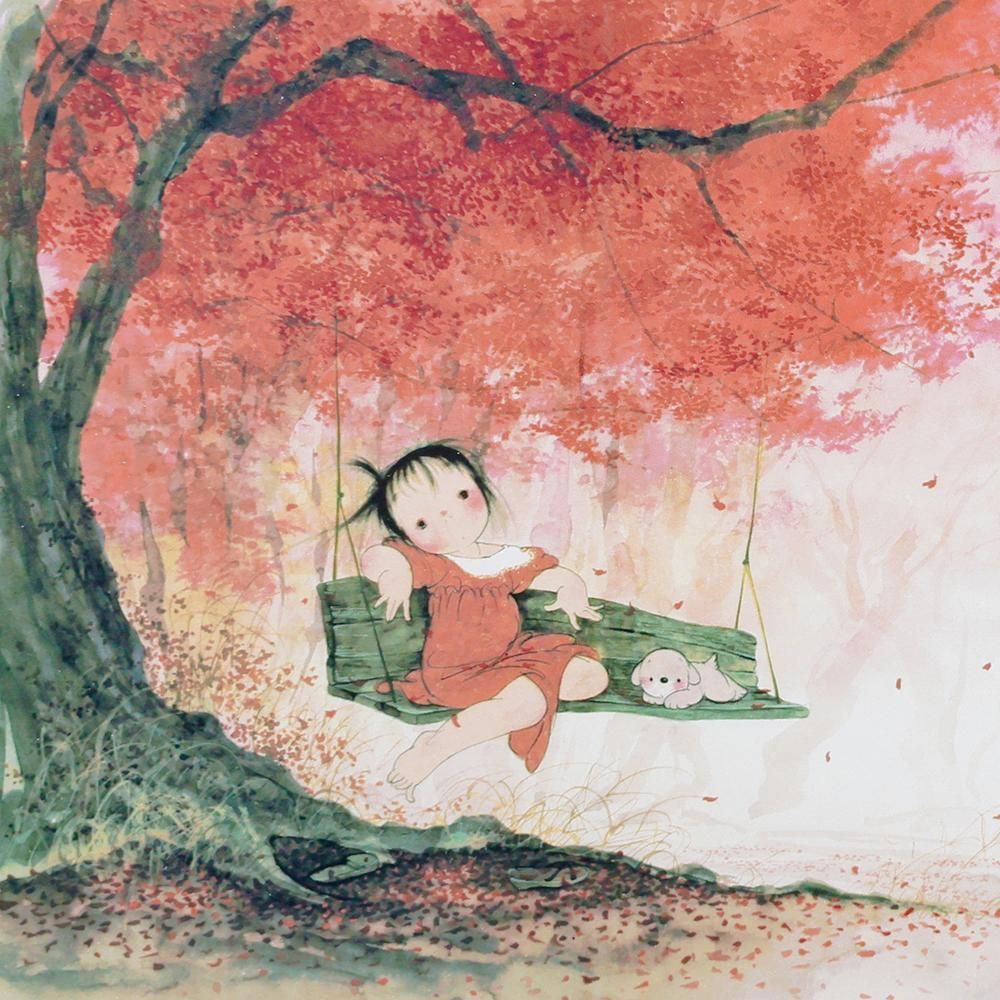 真作】風の画家 中島潔「通り雨」8号 リトグラフ 直筆サイン あずま