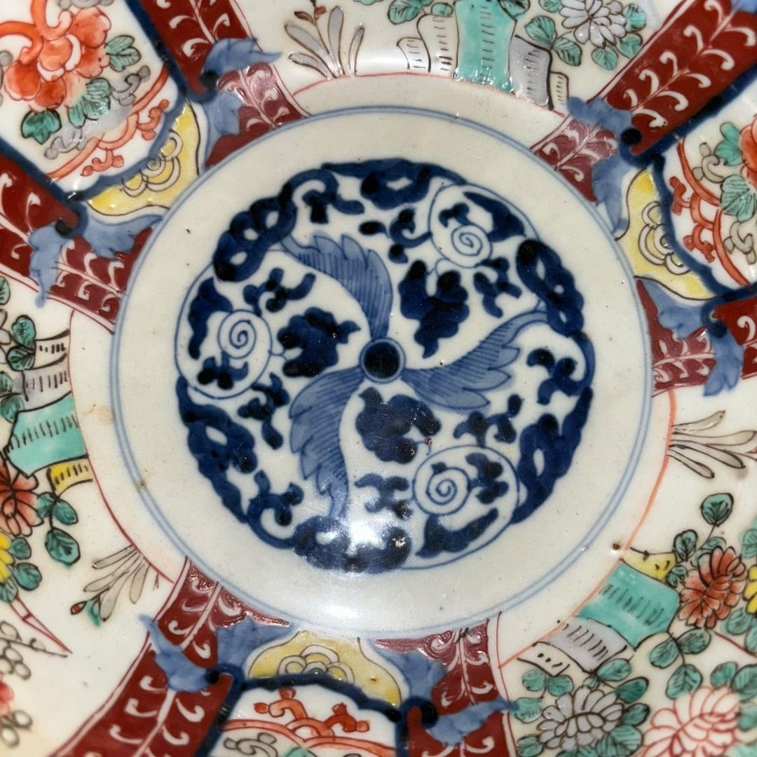 古伊万里/染付/骨董/古伊万里二重高台 e1315 古伊万里 色絵 鉢 うさぎ