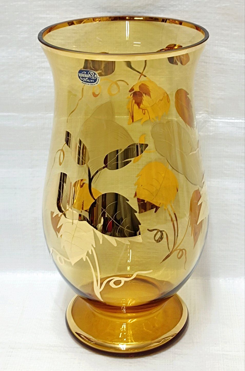 ボヘミアグラス ハイエナメル 金彩 花瓶 箱なし ボヘミアグラス ハイ