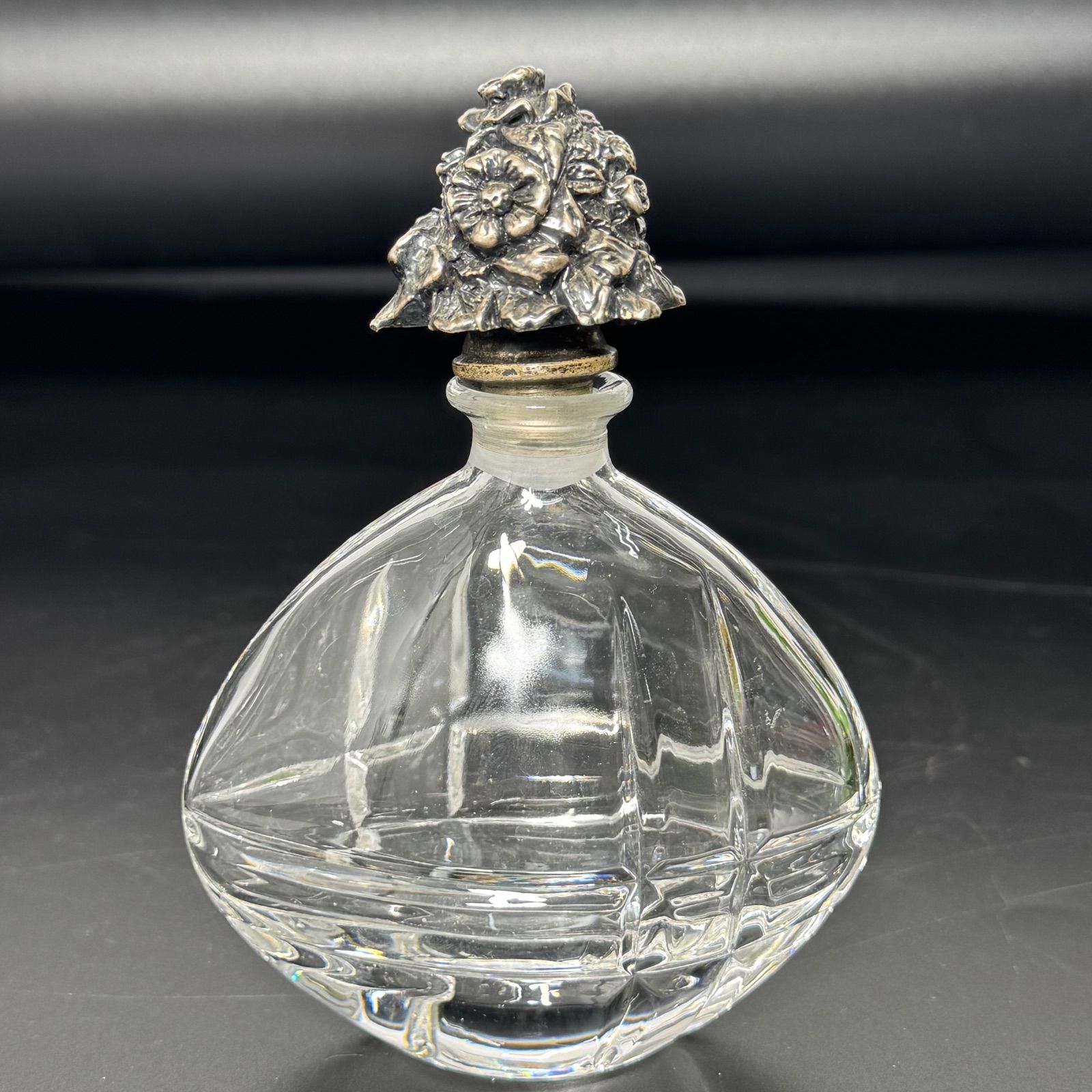 イタリア製 アンティーク 香水瓶 シルバー 蓋 ガラスボトル 銀