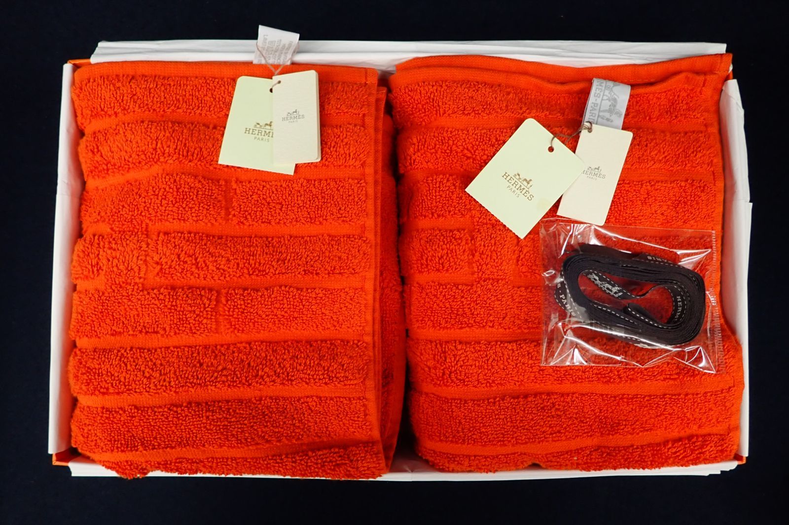 未使用】HERMES エルメス フェイスタオル2枚セット ストア オレンジ 元