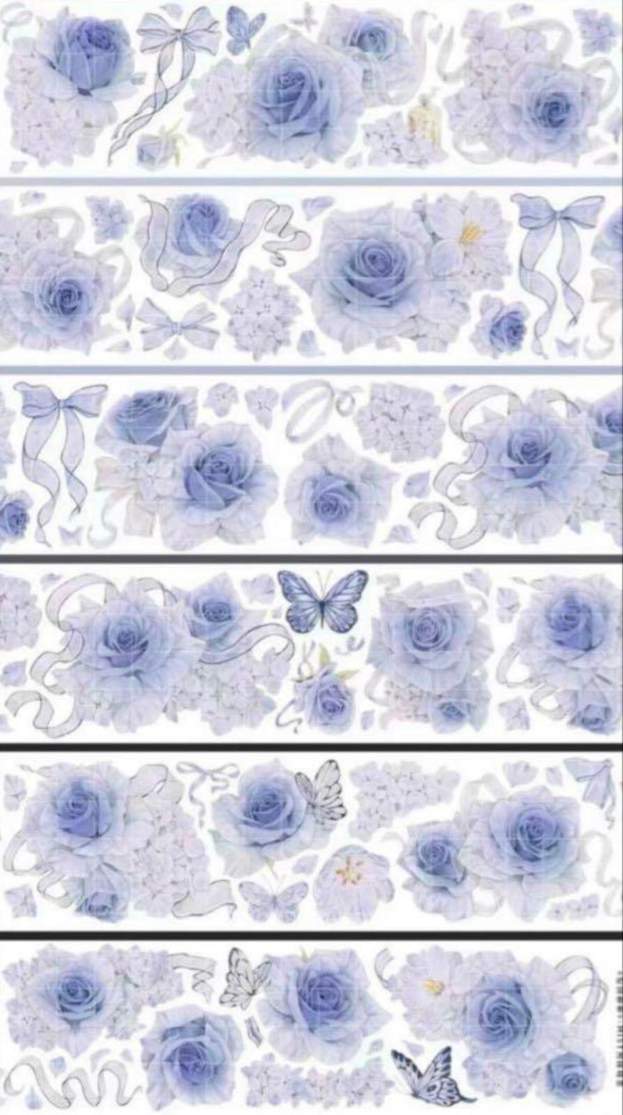 贝壳光 6cm×10m 奶蓝香香 海外マスキングテープ 海外マステ バラ