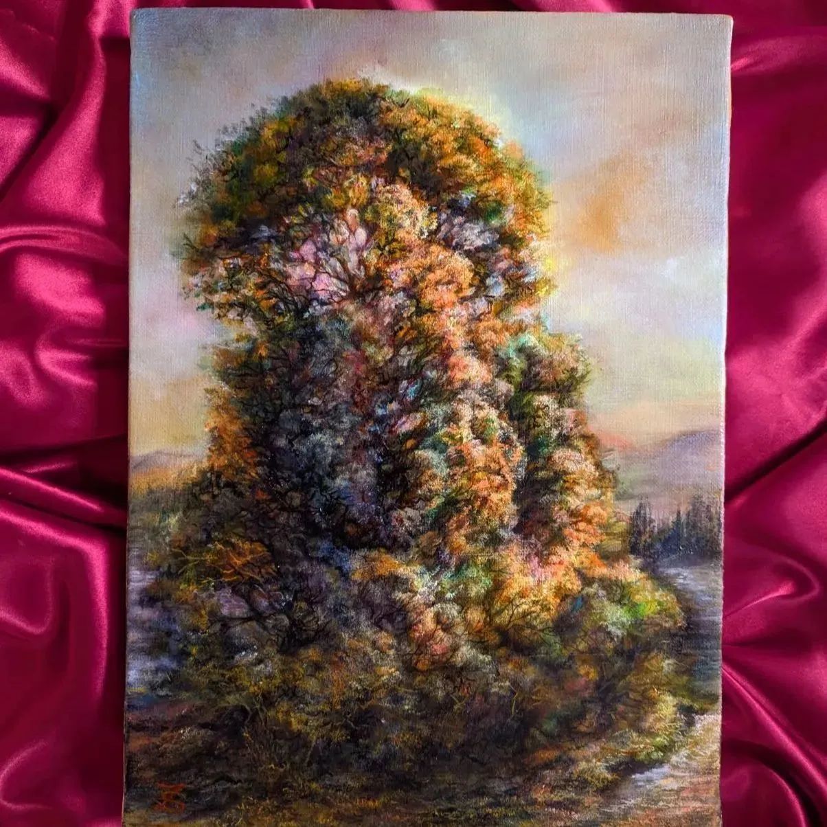 風景画 油絵風景画 一点物真筆painterTMK 朝焼け空 夕焼け空 薔薇絵画 風景