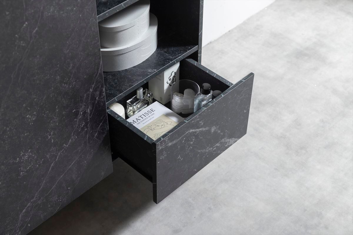 送料無料】【幅72cm】Ellis 大理石柄キャビネット ストーン柄 マーブル