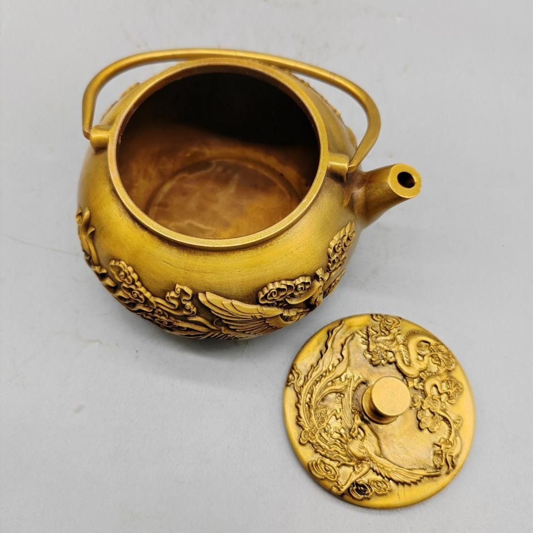 銅器 仙鶴銚子茶壺 茶道具 煎茶器 装飾品 工芸品 置物 銅器 仙鶴銚子