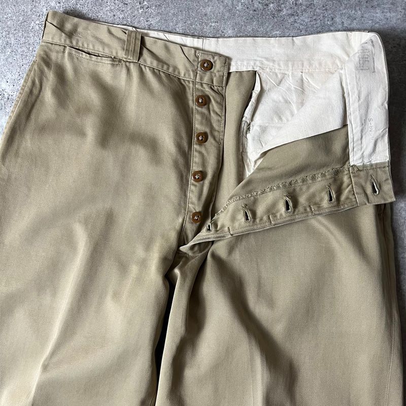 50s US ARMY 米軍実物 ノータック コットン チノ パンツ 34 29 / 50