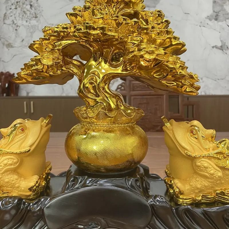 金のなる木 蛙 カエル 置物 オブジェ 招財樹 高級感 運 開運 商売繁盛