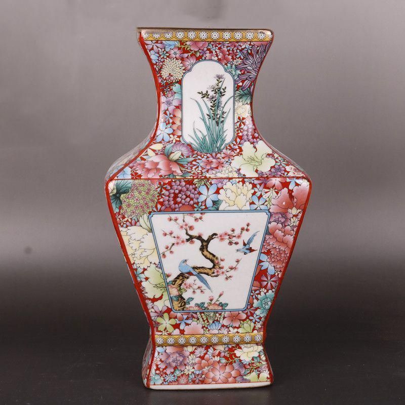 斗彩童子紋紅胎缶 景徳鎮 陶磁器 装飾品 現代工芸品 美術品 置物 斗彩