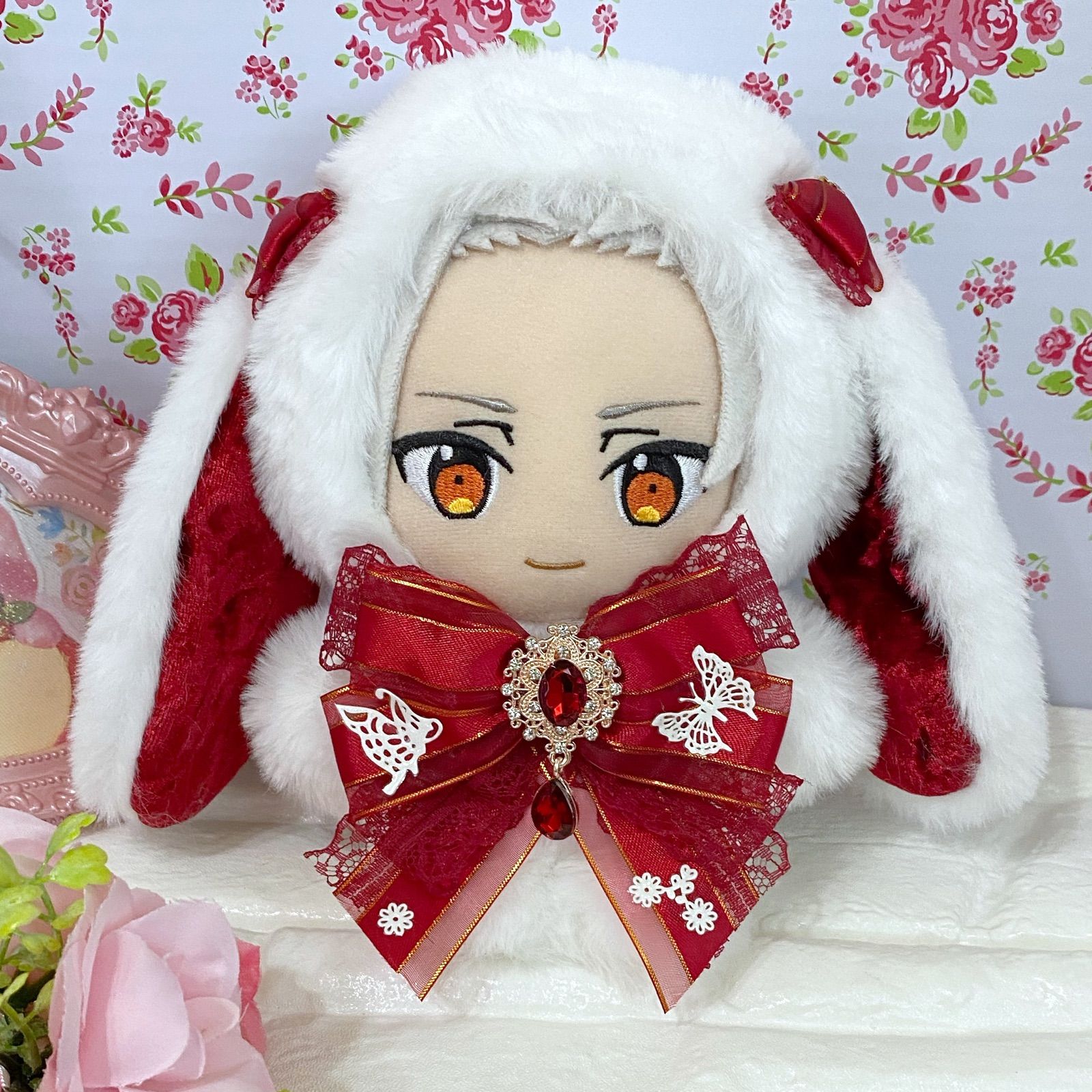 ぬい服 着ぐるみ にじぱぺっと 10cm 11cm おすわり うさぎ 赤 ぬい服