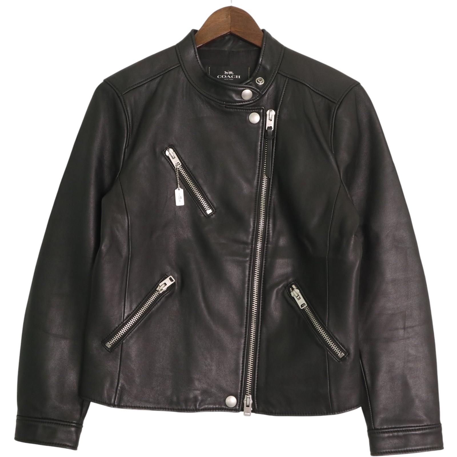 COACH /シングルライダースジャケット／ブラック レザー/洋服/牛革/美