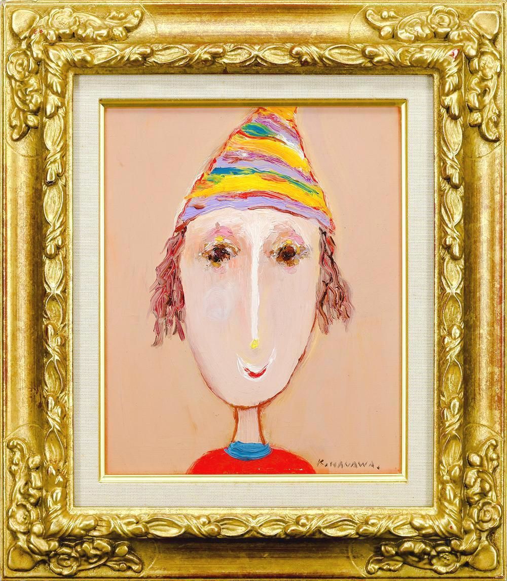 塙 賢三 道化 油彩画 絵画 美術 ピエロ 真作 SMサイズ