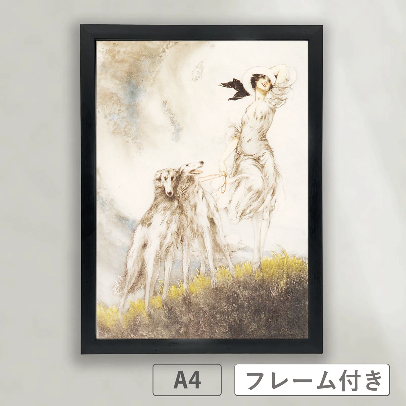 絵画】ルイ・イカール限定版・アールデコ/予感/額付/送料無料/綺麗