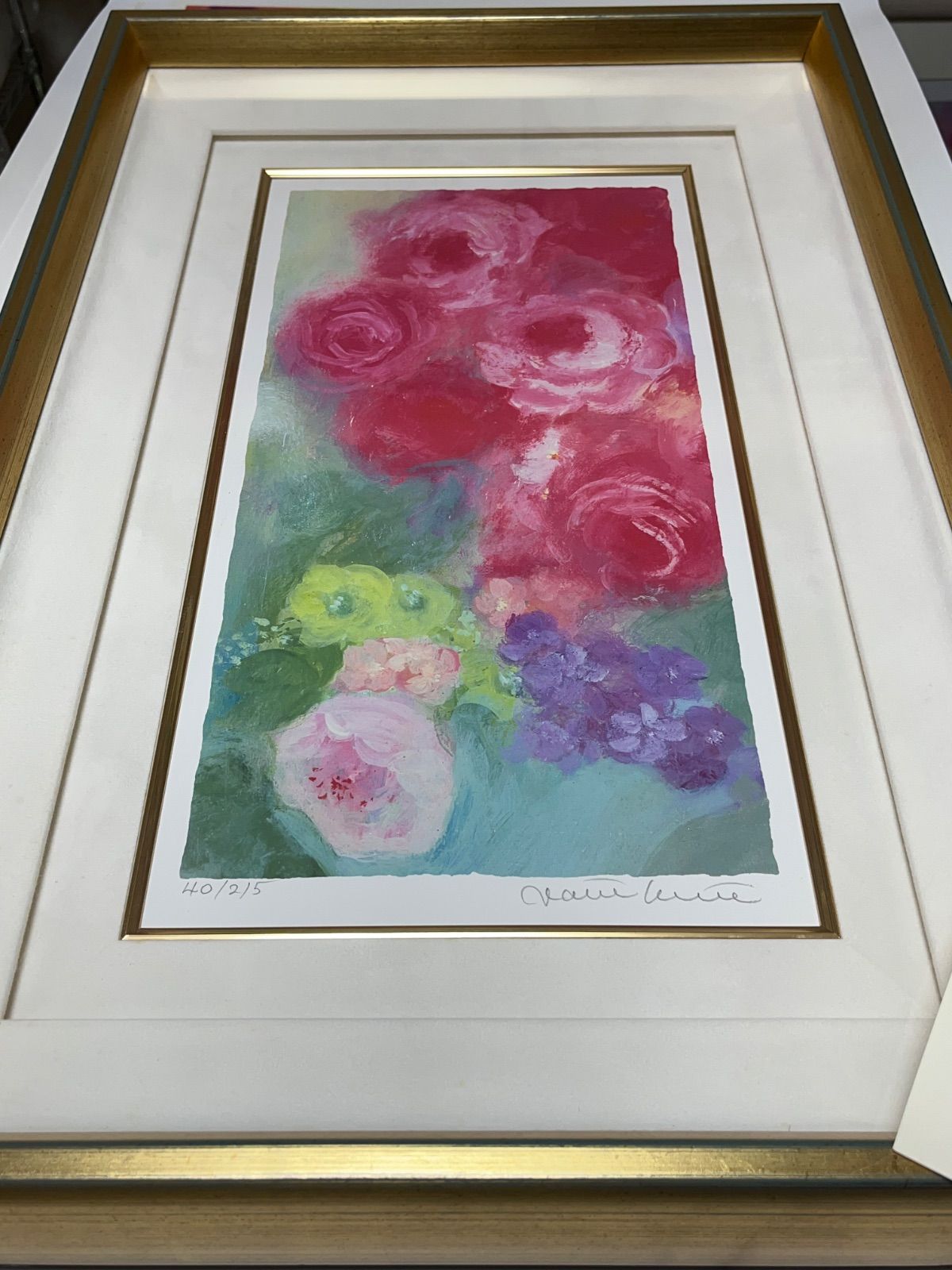 額入り版画 66×56 ジニー・キム 限定55枚 額装済 サイン、ED、証明