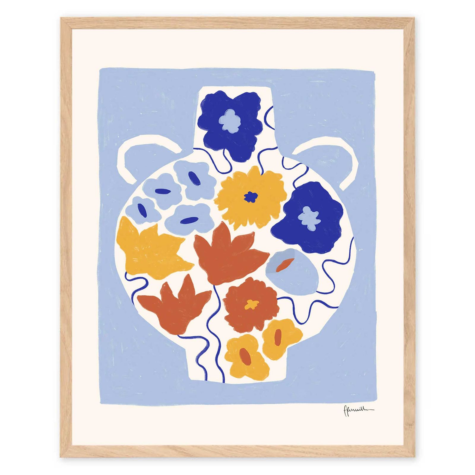 F6号】山下清【両国の花火】肉筆保証/表裏サイン有/油彩/アクリル/額縁