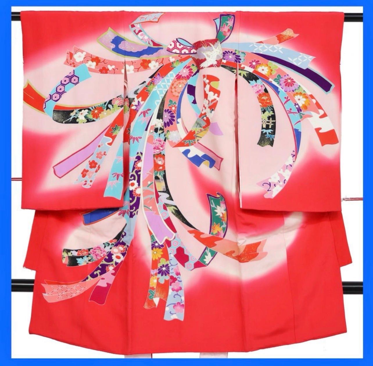 ✨三日月とうさぎ✨a0710☆着物 ☆ 正絹一つ身着物 お宮参り女児着